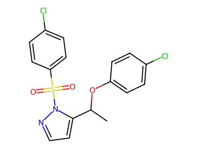 4-chlorophenyl 1-{1-[(4-chlorophenyl)sulfonyl]-1H-pyrazol-5-yl}ethyl ether structure