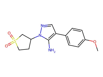 2-(1,1-Dioxothiolan-3-yl)-4-(4-methoxyphenyl)pyrazol-3-amine structure