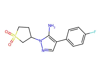 2-(1,1-Dioxothiolan-3-yl)-4-(4-fluorophenyl)pyrazol-3-amine structure