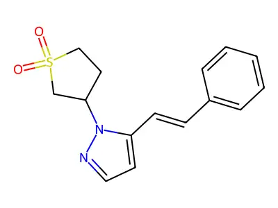3-(5-Styryl-1H-pyrazol-1-yl)tetrahydrothiophene 1,1-dioxide structure