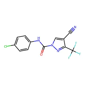 N-(4-chlorophenyl)-4-cyano-3-(trifluoromethyl)-1H-pyrazole-1-carboxamide structure