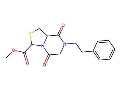 Methyl 5,8-dioxo-7-phenethylhexahydro[1,3]thiazolo[3,4-a]pyrazine-3-carboxylate structure