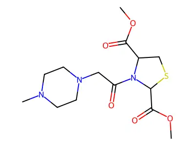 Dimethyl 3-[2-(4-methylpiperazino)acetyl]-1,3-thiazolane-2,4-dicarboxylate structure