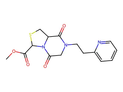 methyl 5,8-dioxo-7-[2-(2-pyridinyl)ethyl]hexahydro[1,3]thiazolo[3,4-a]pyrazine-3-carboxylate structure