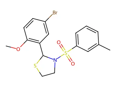 2-(5-Bromo-2-methoxyphenyl)-3-(m-tolylsulfonyl)thiazolidine structure