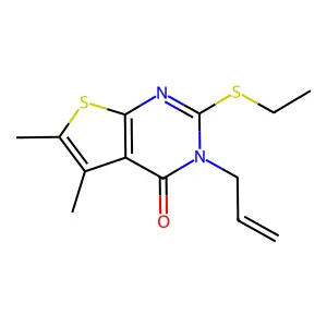 2-Ethylsulfanyl-5,6-dimethyl-3-prop-2-enylthieno[2,3-d]pyrimidin-4-one structure