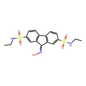 N2,N7-diethyl-9-(hydroxyimino)-9H-fluorene-2,7-disulfonamide structure
