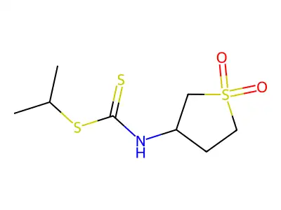 Isopropyl (1,1-dioxidotetrahydrothiophen-3-yl)carbamodithioate structure