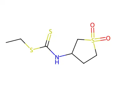 3-[(Ethylthiothioxomethyl)amino]-1-hydroxythiolan-1-one structure