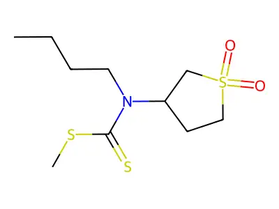 methyl N-butyl-N-(1,1-dioxothiolan-3-yl)carbamodithioate structure