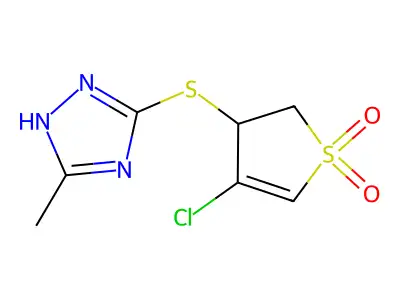 5-[(4-Chloro-2,3-dihydro-1,1-dioxido-3-thienyl)thio]-3-methyl-1H-1,2,4-triazole structure