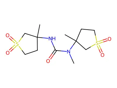 1-Methyl-1,3-bis(3-methyl-1,1-dioxidotetrahydrothiophen-3-yl)urea structure