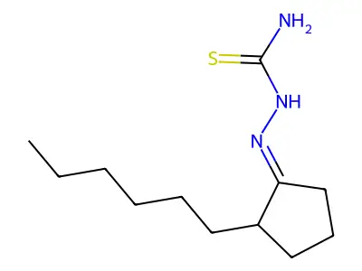 2-Hexyl-1-cyclopentanone thiosemicarbazone structure