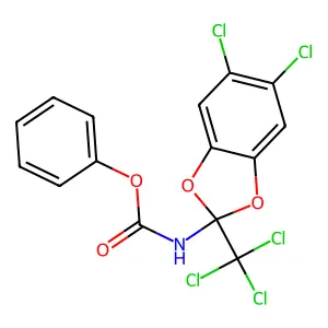 Phenyl 5,6-dichloro-2-(trichloromethyl)-1,3-benzodioxol-2-ylcarbamate structure