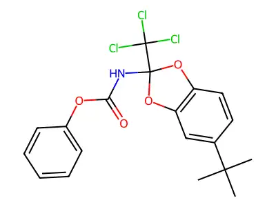 Phenyl (5-(tert-butyl)-2-(trichloromethyl)benzo[d][1,3]dioxol-2-yl)carbamate structure