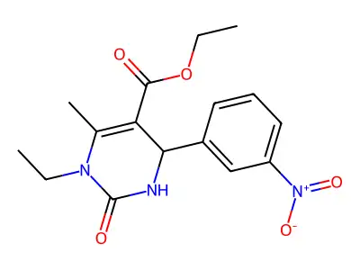 ethyl 1-ethyl-6-methyl-4-(3-nitrophenyl)-2-oxo-1,2,3,4-tetrahydropyrimidine-5-carboxylate structure