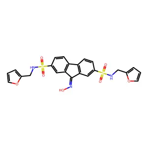 N~2~,N~7~-bis(2-furylmethyl)-9-(hydroxyimino)-9H-fluorene-2,7-disulfonamide structure