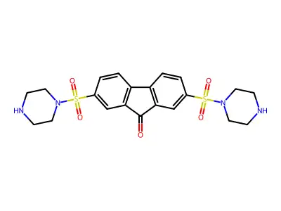 2,7-Bis(piperazin-1-ylsulfonyl)fluoren-9-one structure