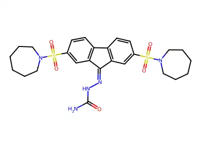 2-(2,7-bis(azepan-1-ylsulfonyl)-9H-fluoren-9-ylidene)hydrazinecarboxamide structure
