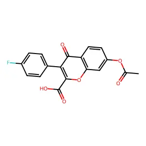 7-acetoxy-3-(4-fluorophenyl)-4-oxo-4H-chromene-2-carboxylic acid structure