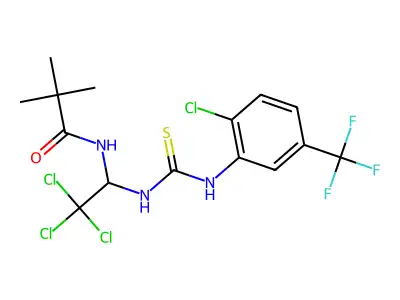 2,2-dimethyl-N-[2,2,2-trichloro-1-[[2-chloro-5-(trifluoromethyl)phenyl]carbamothioylamino]ethyl]propanamide structure