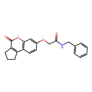 N-benzyl-2-({4-oxo-1H,2H,3H,4H-cyclopenta[c]chromen-7-yl}oxy)acetamide structure