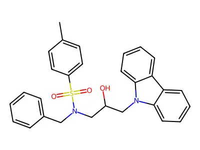 N-benzyl-N-[3-(9H-carbazol-9-yl)-2-hydroxypropyl]-4-methylbenzenesulfonamide structure