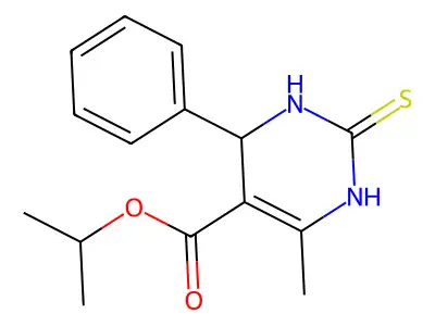 Propan-2-yl 4-methyl-6-phenyl-2-sulfanyl-1,6-dihydropyrimidine-5-carboxylate structure