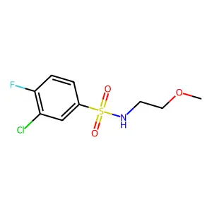 3-chloro-4-fluoro-N-(2-methoxyethyl)benzenesulfonamide structure