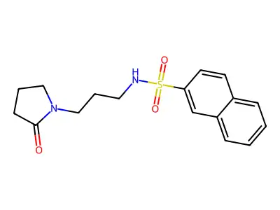 N-[3-(2-oxopyrrolidin-1-yl)propyl]naphthalene-2-sulfonamide structure