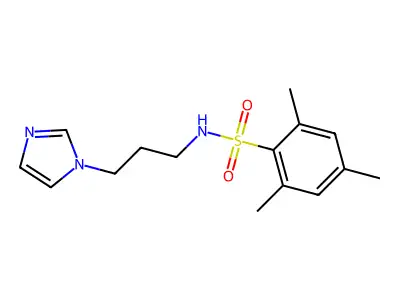 N-[3-(1H-imidazol-1-yl)propyl]-2,4,6-trimethylbenzenesulfonamide structure