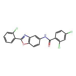 2,4-dichloro-N-[2-(2-chlorophenyl)-1,3-benzoxazol-5-yl]benzamide structure