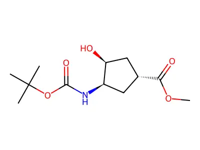 (1R,2S,4R)-N-Boc-1-amino-2-hydroxycyclopentane-4-carboxylic acid methyl ester structure
