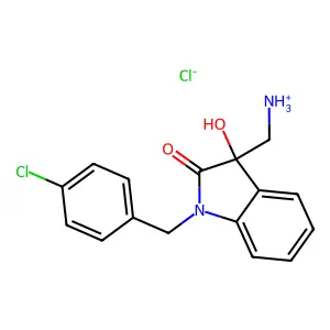 2-Indolinone, 3-(aminomethyl)-1-(p-chlorobenzyl)-3-hydroxy-, monohydrochloride structure