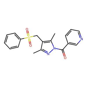 {3,5-dimethyl-4-[(phenylsulfonyl)methyl]-1H-pyrazol-1-yl}(3-pyridinyl)methanone structure