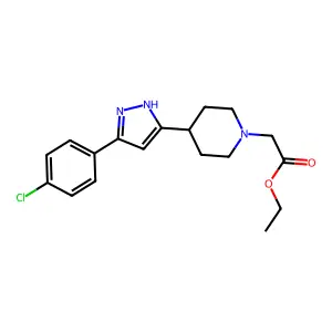 ethyl 2-{4-[5-(4-chlorophenyl)-1H-pyrazol-3-yl]piperidino}acetate structure