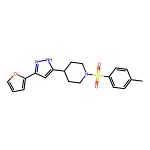 4-[5-(2-furyl)-1H-pyrazol-3-yl]-1-[(4-methylphenyl)sulfonyl]piperidine structure