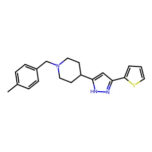 1-(4-methylbenzyl)-4-[5-(2-thienyl)-1H-pyrazol-3-yl]piperidine structure