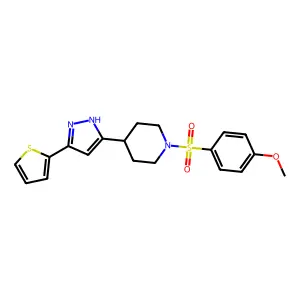 methyl 4-({4-[5-(2-thienyl)-1H-pyrazol-3-yl]piperidino}sulfonyl)phenyl ether structure