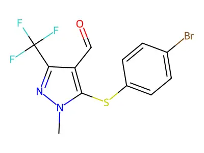 5-[(4-Bromophenyl)sulfanyl]-1-methyl-3-(trifluoromethyl)-1H-pyrazole-4-carbaldehyde structure
