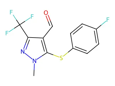 5-[(4-Fluorophenyl)sulfanyl]-1-methyl-3-(trifluoromethyl)-1H-pyrazole-4-carbaldehyde structure
