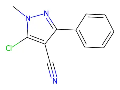 5-chloro-1-methyl-3-phenyl-1H-pyrazole-4-carbonitrile structure