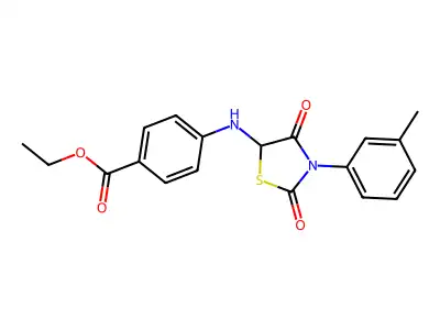Ethyl 4-{[3-(3-methylphenyl)-2,4-dioxo-1,3-thiazolidin-5-yl]amino}benzoate structure