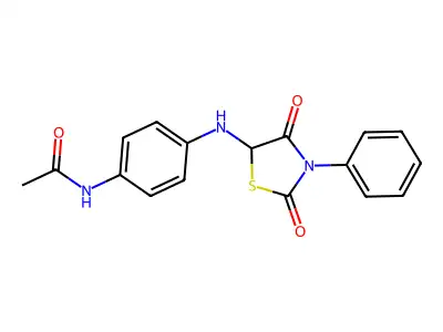 N-{4-[(2,4-dioxo-3-phenyl-1,3-thiazolidin-5-yl)amino]phenyl}acetamide structure