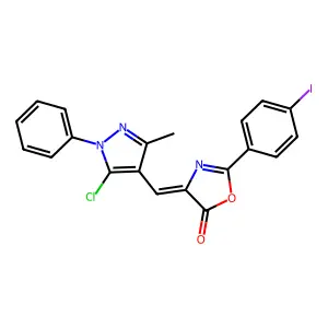 (4Z)-4-[(5-chloro-3-methyl-1-phenylpyrazol-4-yl)methylidene]-2-(4-iodophenyl)-1,3-oxazol-5-one structure