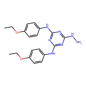 N,N'-bis(4-ethoxyphenyl)-6-hydrazinyl-1,3,5-triazine-2,4-diamine structure