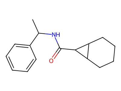 N-(1-phenylethyl)bicyclo[4.1.0]heptane-7-carboxamide structure