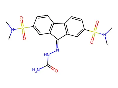[[2,7-Bis(dimethylsulfamoyl)fluoren-9-ylidene]amino]urea structure