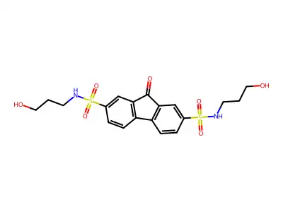 2-N,7-N-bis(3-hydroxypropyl)-9-oxofluorene-2,7-disulfonamide structure