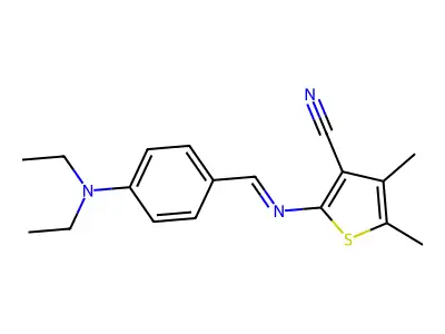 2-[(E)-[p-(diethylamino)phenyl]methyleneamino]-4,5-dimethyl-3-thenonitrile structure